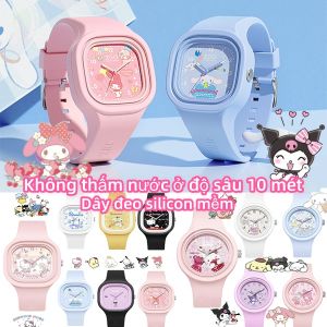 Đồng hồ hoạt hình Sanrio Đồng hồ chống nước cho trẻ em Đồng hồ đeo tay chất liệu silicon Đồng hồ vuông Kuromi / Giai điệu / Mèo KT / Chó quế / Chó Pudin Đồng hồ thạch anh dành cho trẻ em Quà tặng