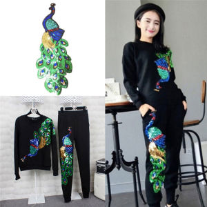 YINGRAN2 Miếng ĐÍNH THÊU hình con công đính kim sa cho nữ Phụ kiện May trên quần áo tự làm mới Miếng ĐÍNH THÊU hình con công đính kim sa cho nữ Phụ kiện May trên quần áo thời trang tự làm Miếng ĐÍNH THÊU hình con công đính kim sa cho Nữ Phụ kiện may trên