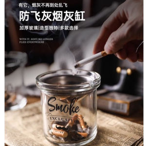 BOSSLU Asbak Kaca dengan Tempat Pembuangan Abu