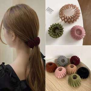 Korean lazy retractable birds nest ball head set hairpin ponytail fixed shape artifact hair clip韩版懒人伸缩鸟巢丸子头盘发器扎马尾固定造型神器