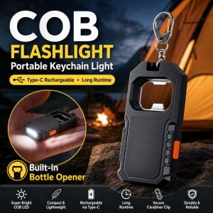 NEXTYOO Mini Đèn pin móc khóa Có thể sạc lại bằng USB Đèn LED COB Đèn làm việc Đa chức năng Dụng cụ mở chai Đèn khẩn cấp Ngoài trời