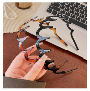 Wavy Hairpin for Women 2024 New Style/High Head Hair Fluffy Artifact Hair Tidying/Simple Black Coffee Long Tooth Comb Hairpin/Face Wash Headband