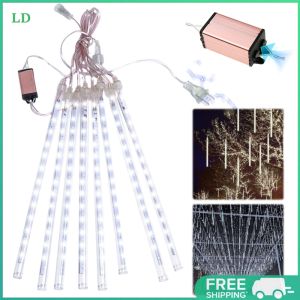 COD [Free Shipping] LED Meteor Shower Rain Lights 8-Pack Waterproof 30CM Fairy String Light for Outdoor Garden Party and Event Lighting