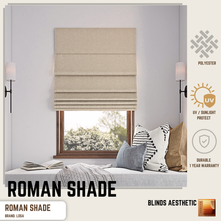 CUSTOMIZED Roman Shades - Window Covering with Pleats and Stacks ...