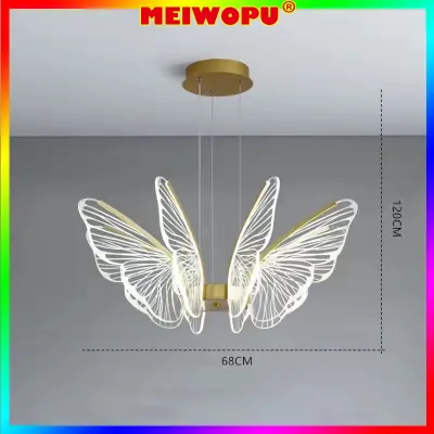Modern Pendant Light Droplight LED Butterfly Chandelier Bedroom Warm Romantic Nordic Hanging Lamp
