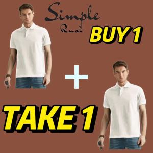 Simple Rush Buy 1 Take 1 Free Mens Korean Fashion Solid Color Casual Drifit Polo men and womens