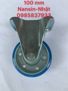 Bánh xe 100 mm PU cố định dùng lắp xe đẩy hàng di chuyển nhẹ nhàng êm ái an toàn hiệu quả dễ dàng lắp ráp
