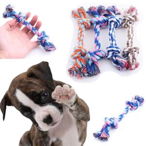 1 pcs Pets dogs pet supplies Pet Dog Puppy Cotton Chew Knot Toy Durable Braided Bone Rope 16CM  (Random Color )