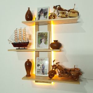 Kệ Gỗ treo tường Decor gỗ Sồi tự nhiên màu Vàng Nâu