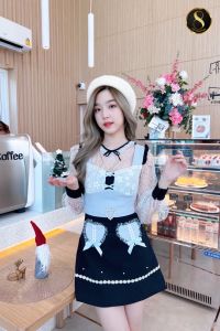 8 Studio Brand เสื้อผ้าแบรนด์แท้การันตี มินิเดรส เซตดําเทา รุ่นนี้ใส่ได้ 2 แบบเลยนะจ๊ะ ใครชอบโทนนี้ ต้องรีบกันหน่อยน้าาา