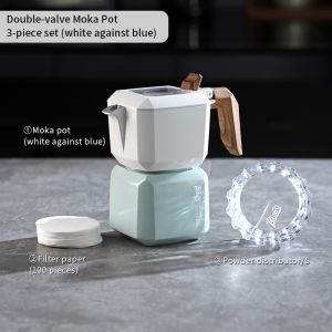 BINCOO Double-valve Moka Pot Espresso Hand-brewed Coffee Pot Set for Outdoor Travel 2 Cups