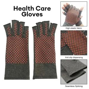 1Pair Compression Arthritis Gloves Rehabilitation Fingerless Gloves Anti Arthritis Therapy Gloves Wrist Support Wristband Anti-Slip Glue Dot Gloves