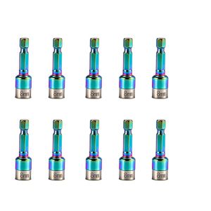 YUBAGUANB 10Pcs 8mm Socket Adapter Non ic Hex Shank Nut Screwdriver Driver Power Drills Converter Quick Release Impact Socket Bits Power Tool Accessories