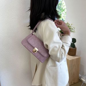 THOMA วินเทจ กระเป๋าลายหิน จุได้มาก กระเป๋าถือแบบถือ กระเป๋าหนัง PU ลำลองแบบสบายๆ ใต้วงแขน กระเป๋าสะพายไหล่ทรงสี่เหลี่ยม สาวๆ