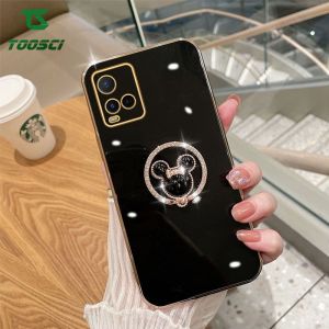 แหวนเพชรทองเคสมือถือชุบโลหะ HP แวววาวแบบหรูหราฝาหลัง TPU แบบนุ่มสำหรับ VIVO Y36 Y35/Y15S/Y15A/Y01/Y21S/Y21A/Y21T/Y33S/Y33T/Y02S/Y35/Y16/Y22S/Y77e/Y75/Y76S/Y76/T1 5กรัม/Y22