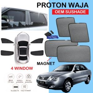 Proton Waja Window Net Sun Shade Magnetic Oem Sunshade Magnet Door Visor Sun Uv Protection Mirror Cover Privacy Anti-Glare Shield Protection Waja Standard Waja Cps
