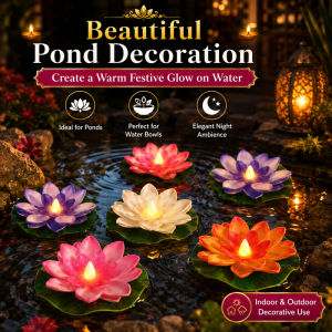 【24H】6PCS LED Floating Lotus Candle Water Activated Deepavali Diwali Decoration Pooja Prayer Gift Box