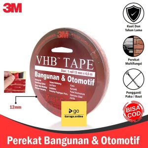Double Tape Isolasi Bolak Balik Foam 3M VHB Merah 0.5 Inch 24mm x 4.5M Made in USA Original