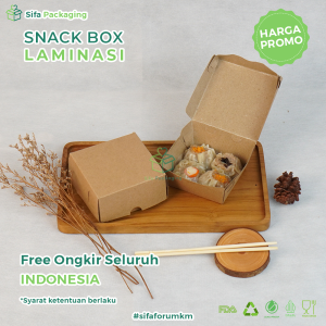 Snack Box Laminasi 10x10 Kraft Cokelat Kotak Kardus Kue Box Kotak Donat Bolu isi 50 pcs