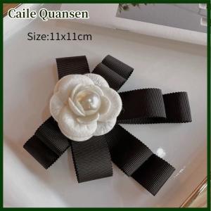 Caile French Vintage Fabric Art Bow Tie Brooches Camellia Flower Corsage Pins Shirt Collar Accessories Fashion Jewelry Gifts For Women