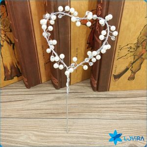 LoviRa Pearl Crown Cake Topper Decor Birthday Fairy Stick Party Wedding Anniversary Crown Decoration