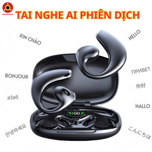 Tai Nghe AI Phiên Dịch JR02 - Dịch Tất Cả Ngôn Ngữ Bluetooth 5.3 Ổn Định Móc Tai Tiện Lợi Pin Trâu