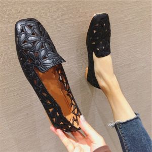 Hollow-Out Flat Shoes For Women Suitable For Wide And Thick Feet Mom Shoes Loafers Large Size Moccasins Beanie Shoes