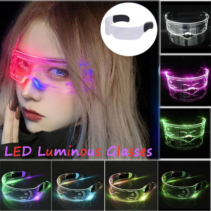 EL Wire LED Luminous Glasses Acrylic Colorful Light Up Eyeglasses  Futuristic Style Bar Party Supplies Lazada PH