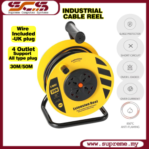 Surge Protected High Quality Industrial Cable Reel Extension Stand 30 50 Meter Universal 4 Socket Heavy Duty Wayar Reel