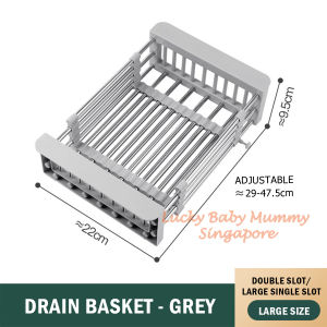 Stainless Steel Extendable Dish Drainer Large Capacity Minimalist Style Sink Dish Rack Extendable Drainer Basket Local Stock