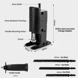 Gbest Jig Saw Adapter Hand Drill Electric Drill Jig Saw Connector Attachment No Tool Instant Curve Saw Conversion Electric Drill Cut Wood Metal PVC