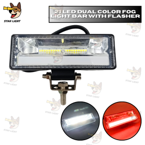 21 LED DUAL COLOR FOG LIGHT W/FLASHER HEADLIGHT BAR FOR MOTORCYCLE 12V 3135-2 UNIVERSAL [STAR LIGHT]