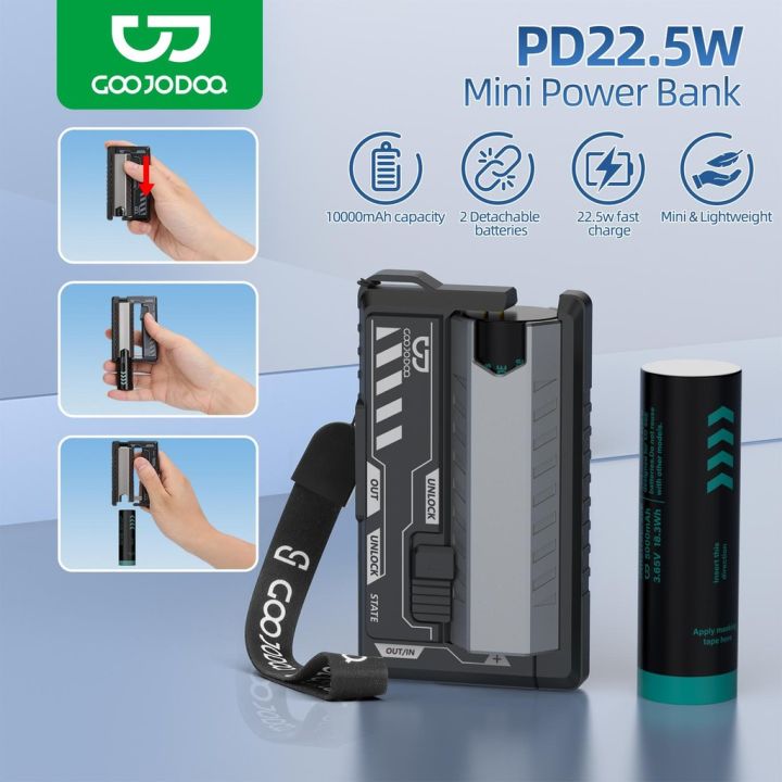 GOOJODOQ 22.5W 10000mAh Portable Power Bank Dual Battery Mecha Style ...