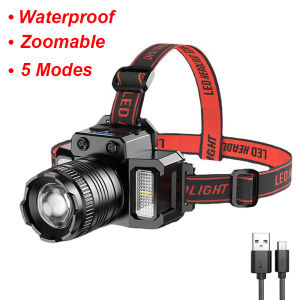 20000 Lemen Headlight Rechargeable Waterproof LED Flashlight Headlight Outdoor Camping Fishing Headlight