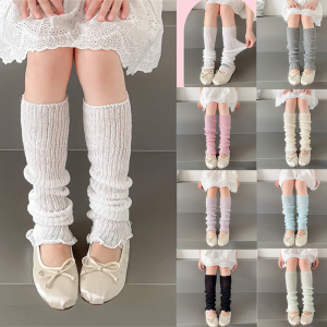 1 Pair Childrens Piled Up Socks Sweet Girls Knitted Foot Cover Trendy Leg Warmer Breathable Stackable Socks