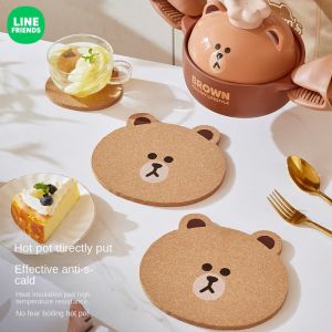 LINE FRIENDS Brown Placemat Heat-resistant Cork Table Protector LFB131
