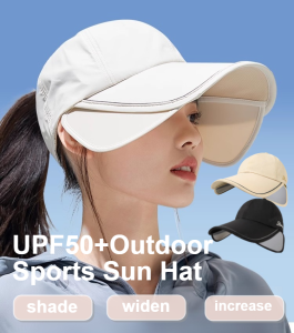 UPF50+ Summer Enlarged Widened Sun Hat UV Protection Breathable Baseball Cap Visor Hat For Outdoor Sports