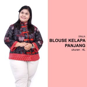 Atasan Batik Blouse Big Size Wanita Lengkap S-M-L-XL-XXL-3L-4L-5L Model Blus Jumbo Seragam Batik / Atasan Big Size / Blus Batik Jumbo Kerja Wanita / Pakaian Kerja Jumbo Wanita Kantor