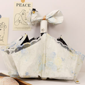 Double Layer Lace Fully Automatic Palace Style Sun Umbrella Sun Protection UV Protection Fresh Style Folding Umbrella for Both Rain and Sun Hot