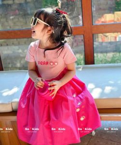 Đầm Công Chúa Bé Gái Hàng Quảng Châu Cho Bé Mặc Đi Học Đi Chơi Vải Xịn Sò