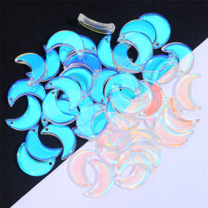 10Pcs 16x11mm Colorful Moon Glass Beads Pendant Charms for Jewelry Making DIY Friendship Bracelet Necklace Earring Accessories