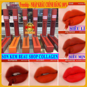 Son kem siêu lì chính hãng Beau Shop collagen matte liptint son kem lì không trôi beaushop hàn quốc mịn lì đẹp nhất hiện nay ăn uống lâu trôi son nước