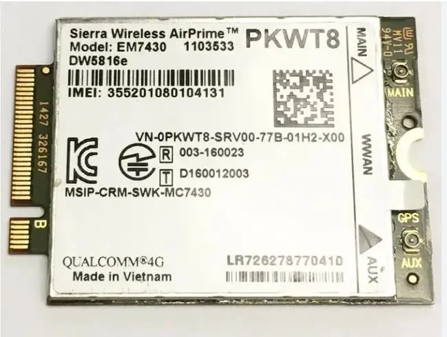 Dell DW5816e Sierra Wireless AirPrime EM7430 Snapdragon X7 LTE Qualcomm 4G WWAN  Card Module UMTS HSDPA