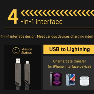 Variant 4-in-1 Extreme Fast Charging Data Cable Data Connection Cable Data Transfer Cable Data Cable Outer Hard Guardrail Alloy Material Charging Cable