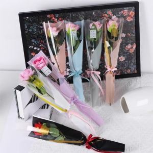 YUDESHUI 50Pcs Vương miện Túi gói hoa Chống thấm nước Trong suốt Túi đựng hoa Hoa đơn Giấy gói bó hoa Ngày Valentine