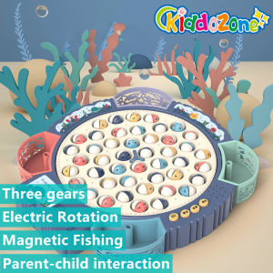 KiddoZone Electric Rotating Magnetic Fishing Toy Childrens Educational Multifunctional Music Rotating Fishing Plate for Kids