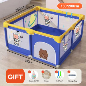 【Free shipping】Playpen for Baby Indoor Large Playpen With Balls Stainless Steel Frame Breathable Mesh Bed Fence For Toddler