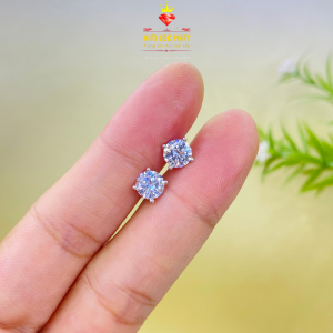 Khuyên tai nữ bạc 950 xi bạch kim nụ đá tròn chuôi vặn size từ 4 - 8li Bông tai bạc nam mạ vàng trắng Hoa tai bạc thật xi kim khóa vặn đeo vành tai đẹp - KIM LỘC PHÁT B4CDTD