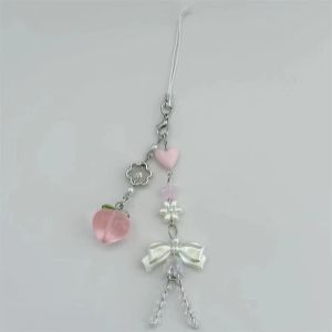 VIVIDI Kawaii Phone Charms Pendant Y2K Peach Pink Car Key Ring  Handmade Sweet Girl Keychain
