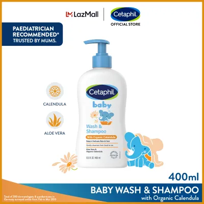 CETAPHIL BABY Wash & Shampoo with Organic Calendula and Sunflower Seed Oil 400ml [Gentle & Hypoallergenic]